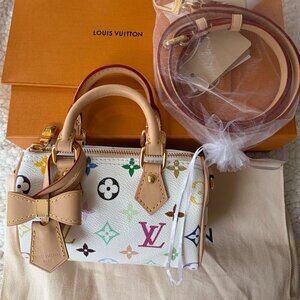 NWT Louis Vuitton X Takashi Murakami 2025 Nano Speedy White Multicolor